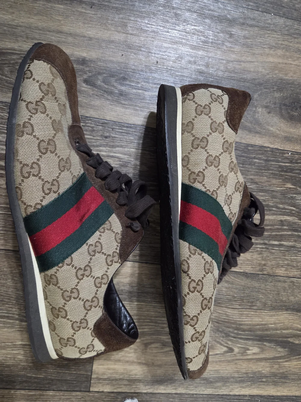 Gucci Men’s Brown GG Canvas Stripe Sneaker
